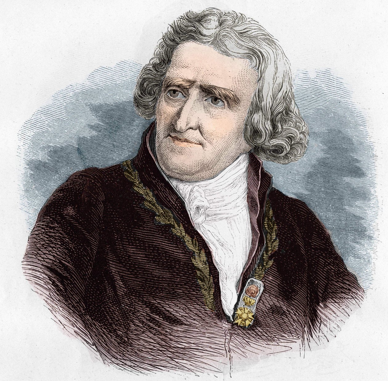 Retrato de Antoine Augustin Parmentier (1737 - 1813), farmacêutico militar e agrônomo francês. Gravura de 1866. de Unknown artist