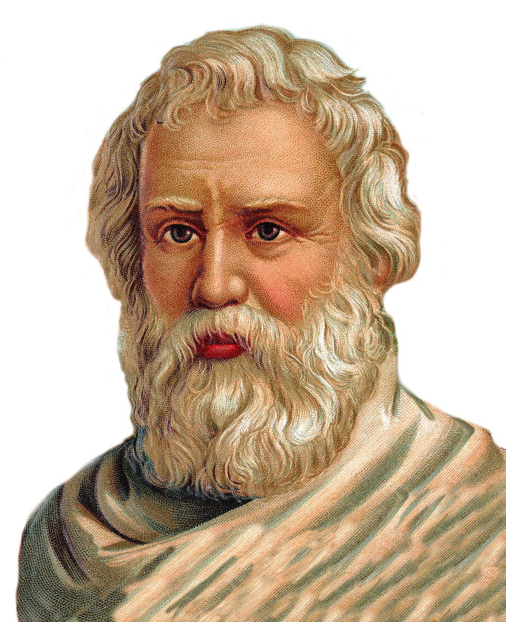 Retrato de Arquimedes de Syracuse - matemático grego, físico, engenheiro, inventor - Archimede de Syracuse - cromolitografia de Unknown artist