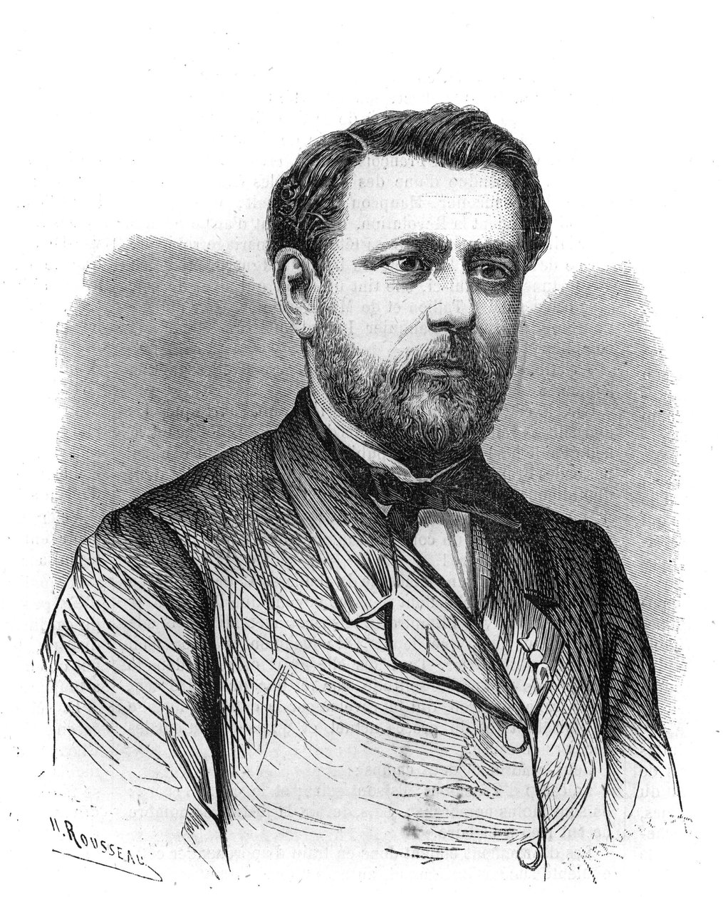 Retrato de Arthur Chervin (1850-1921), fundador e diretor do Institut des Begues em Paris. Gravura no "The Illustrious Universe" (O Universo Ilustre) de Unknown artist