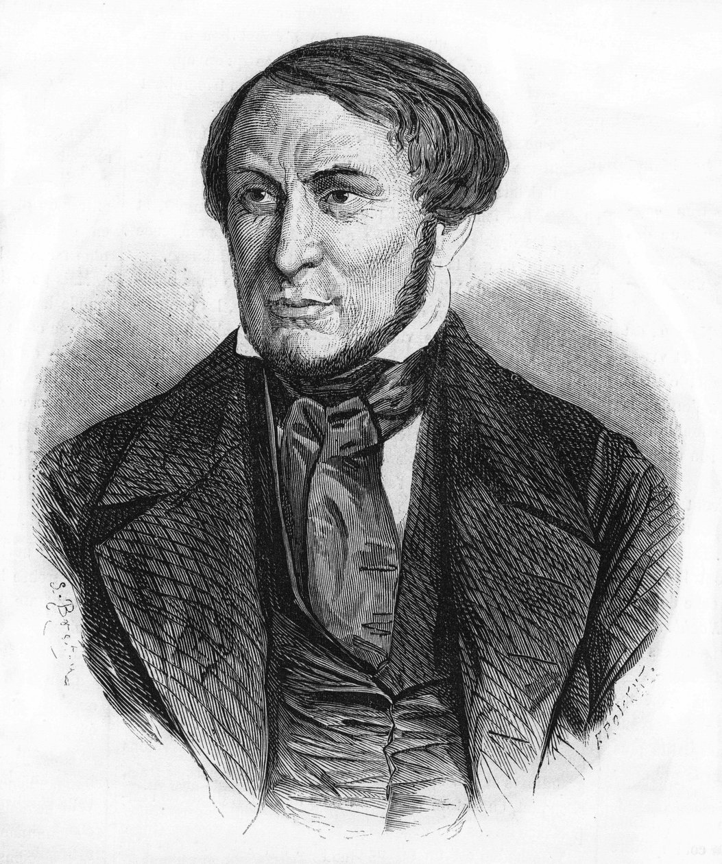 Retrato de Auguste Barbier (1805 - 1882), escritor francês. gravura de 1870. de Unknown artist
