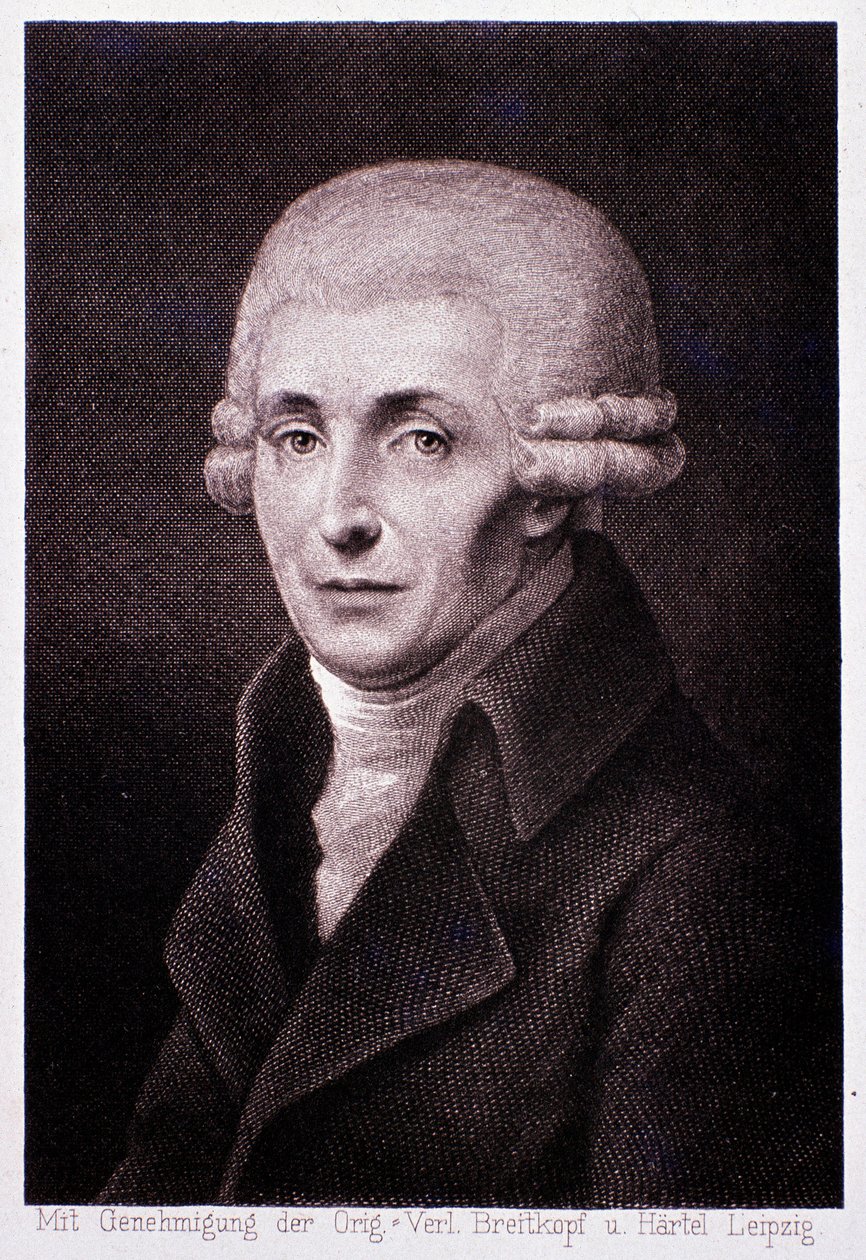 Retrato do compositor austríaco Joseph Haydn (1732-1809) Gravura. Século XIX. Milão, biblioteca del conservatorio de Unknown artist