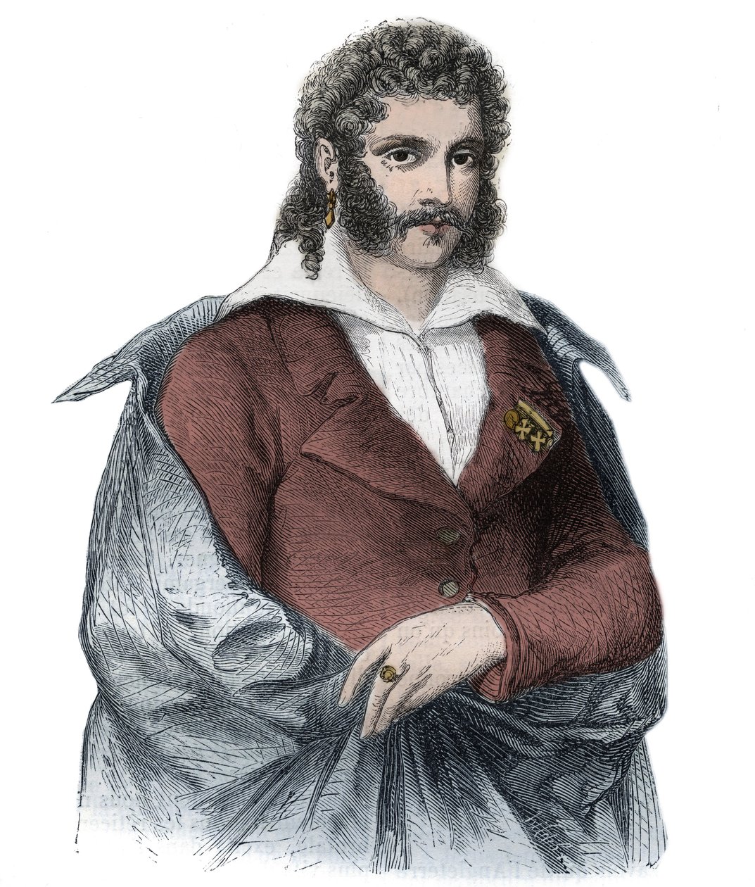 Retrato do conde BARTOLOMEO BERGAMI amante italiano de Caroline, esposa do Rei Jorge IV da Grã-Bretanha - Gravura de Unknown artist