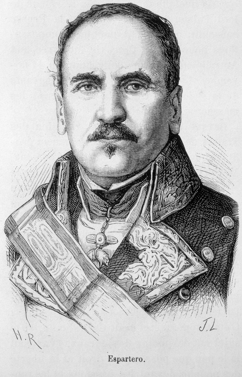 Retrato de Baldomero Espartero, Duque da Vitória, General e estadista espanhol (1793 - 1879) de Unknown artist