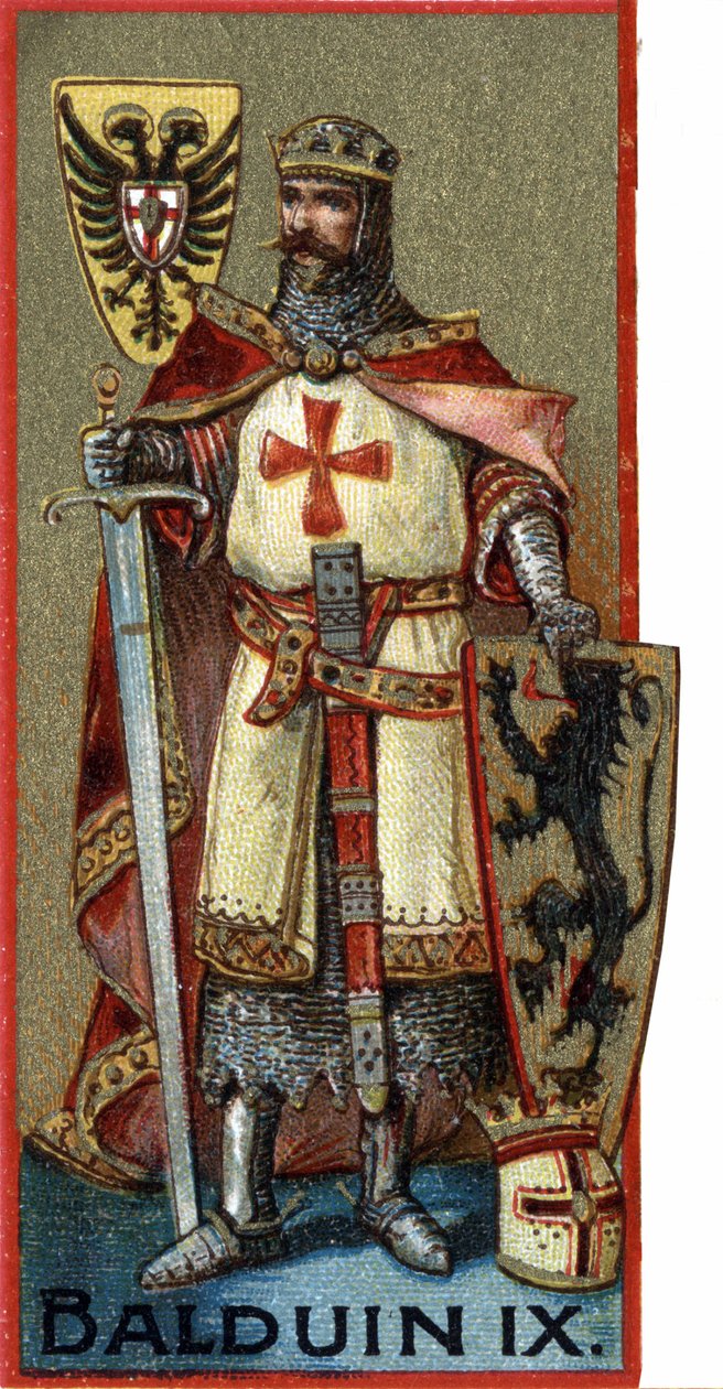 Retrato de Balduíno IX (Baudouin IX da Flandres) ou (Baudouin VI de Hainaut) conhecido como Baudouin de Constantinopla, Imperador de Constantinopla de 1204 a 1205 sob o nome de Baudouin I. Chromo do final do século XIX. de Unknown artist