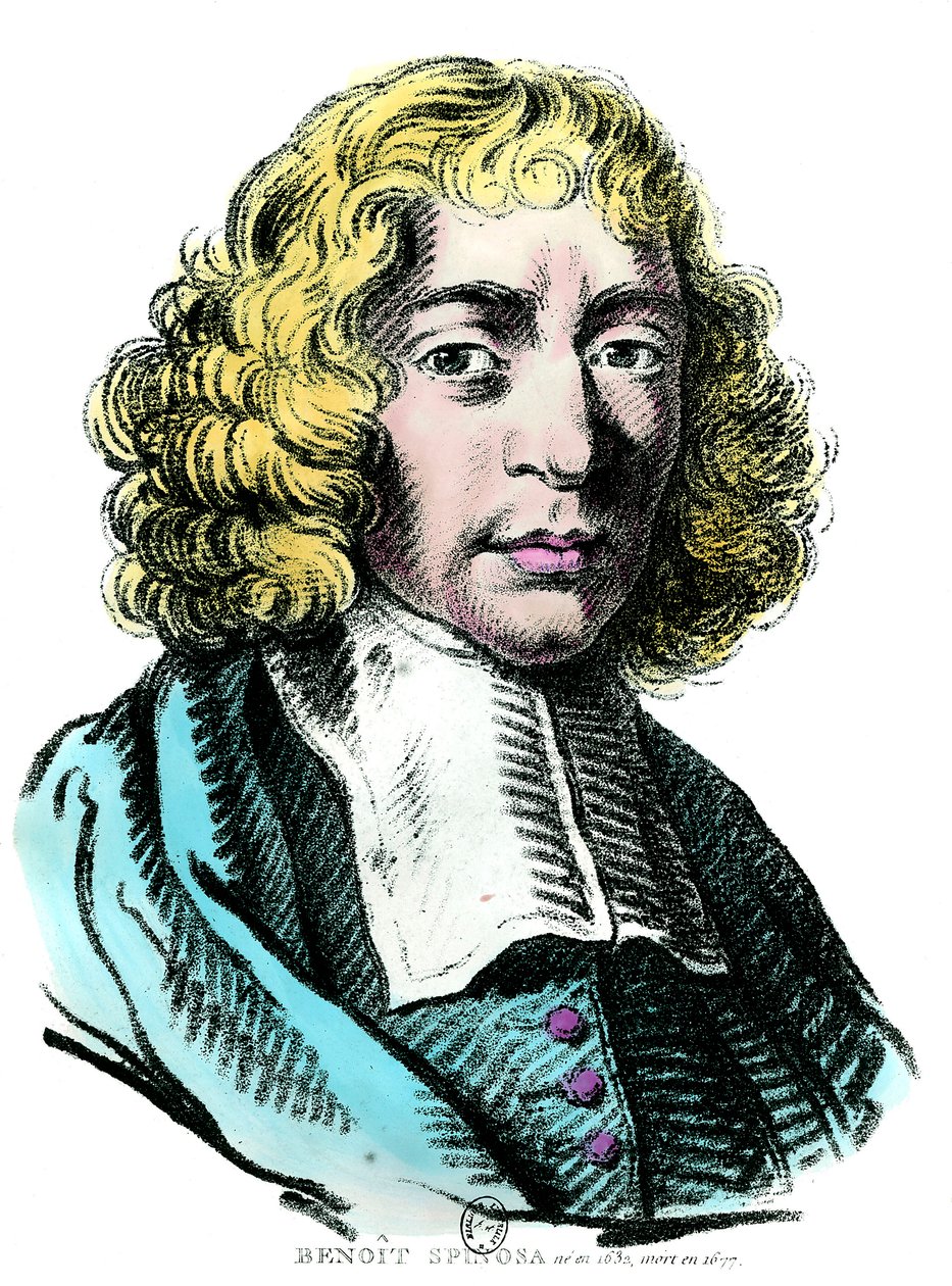Retrato de Baruch de Spinoza (1632 - 1677) filósofo holandês, também conhecido como Bento de Espinosa ou Benedictus de Spinoza ou Benoit de Spinoza. Gravura do século XVII. Coll. Go. de Unknown artist
