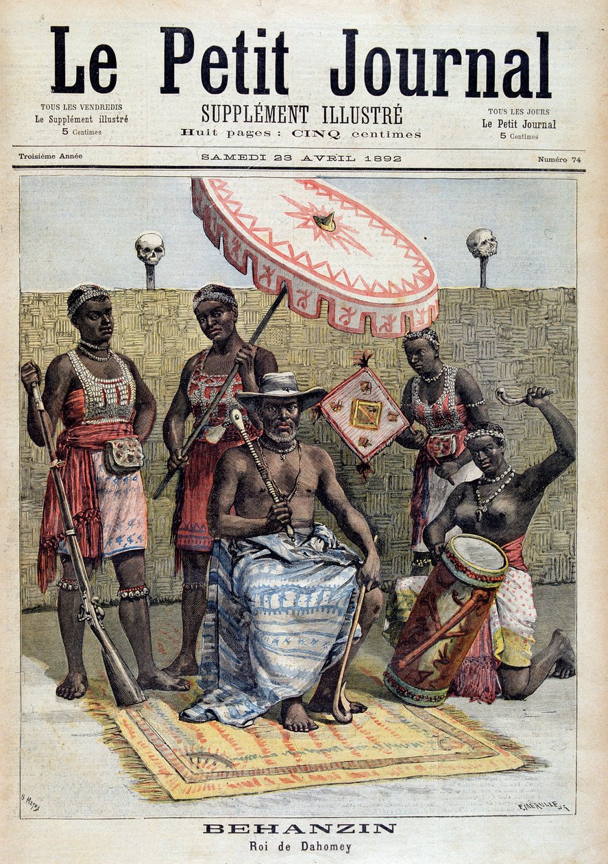 Retrato de Behanzin (1844-1900), rei de Dahomey (Benin) - no "Le Petite Journal" de 23/4/1892 de Unknown artist