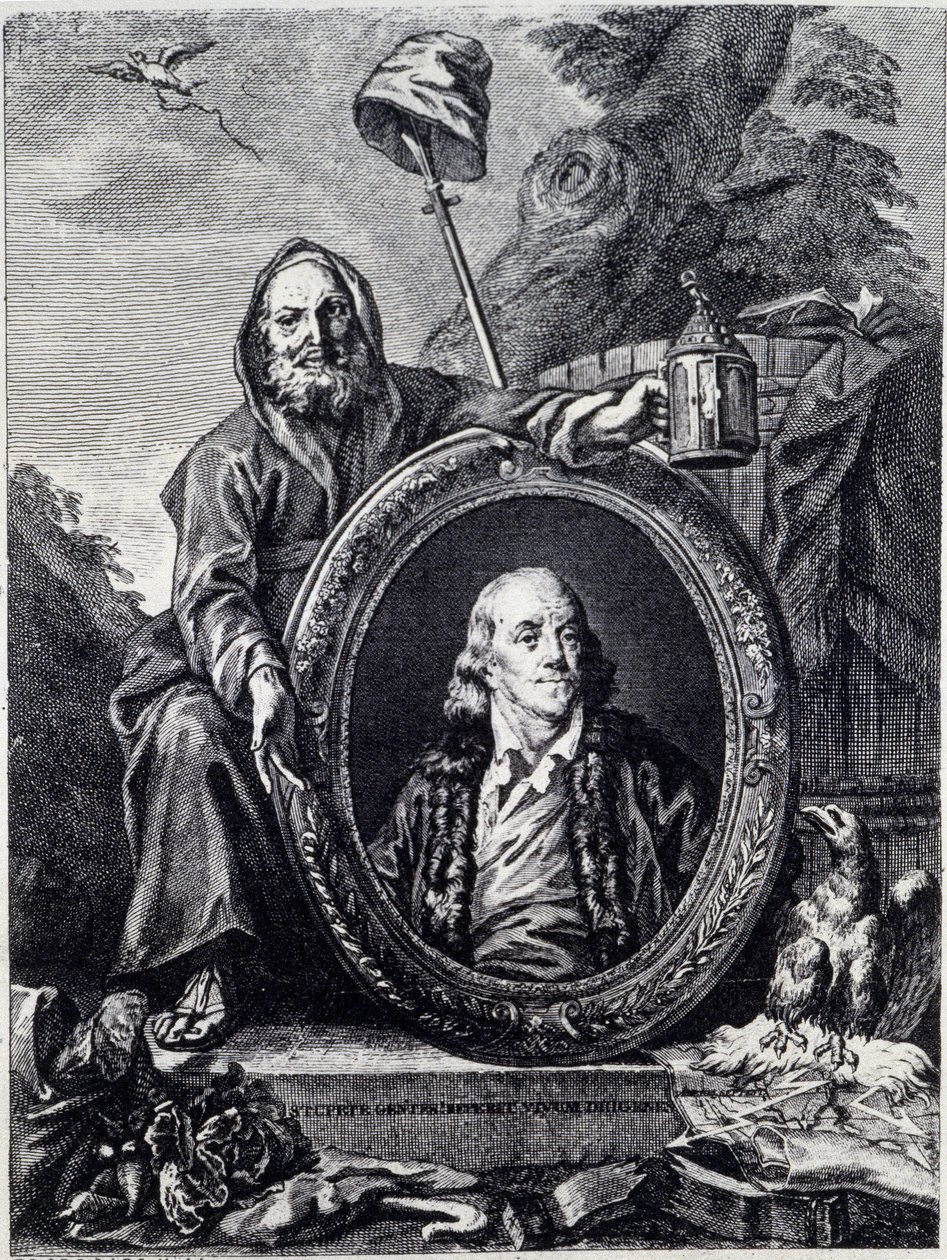 Retrato de Benjamin Franklin (1706 - 1790), político, memorialista, panfletário e físico americano de Unknown artist