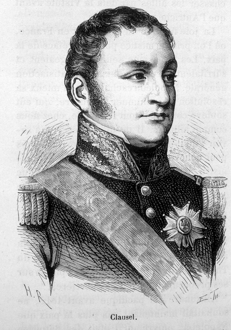 Retrato de Bertrand Clausel (ou Clauzel) (1772 - 1842). Gravura do final do século XIX em "Histoire de France" de H. Martin. de Unknown artist