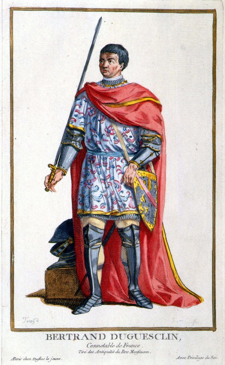 Retrato de Bertrand Duguesclin. Gravura do século XIX. de Unknown artist