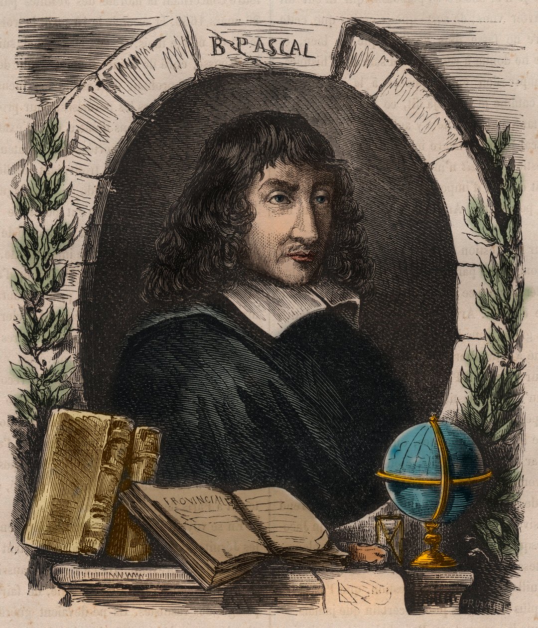 Retrato de Blaise Pascal (1623-1662), físico, matemático e escritor francês gravado a partir de 1879 - Retrato de Blaise Pascal (1623-1662), matemático e escritor francês de Unknown artist