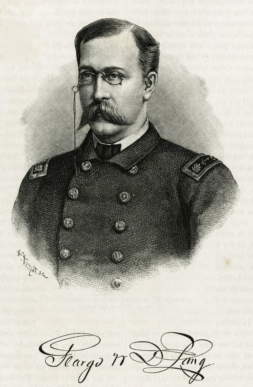 Retrato do Capitão Georges Washington De Long (1844-1881) da tripulação de La Jeannette, para a missão no pólo norte. Gravura para ilustrar "Le voyage de la Jeannette" (A viagem da Jeannette) de Unknown artist