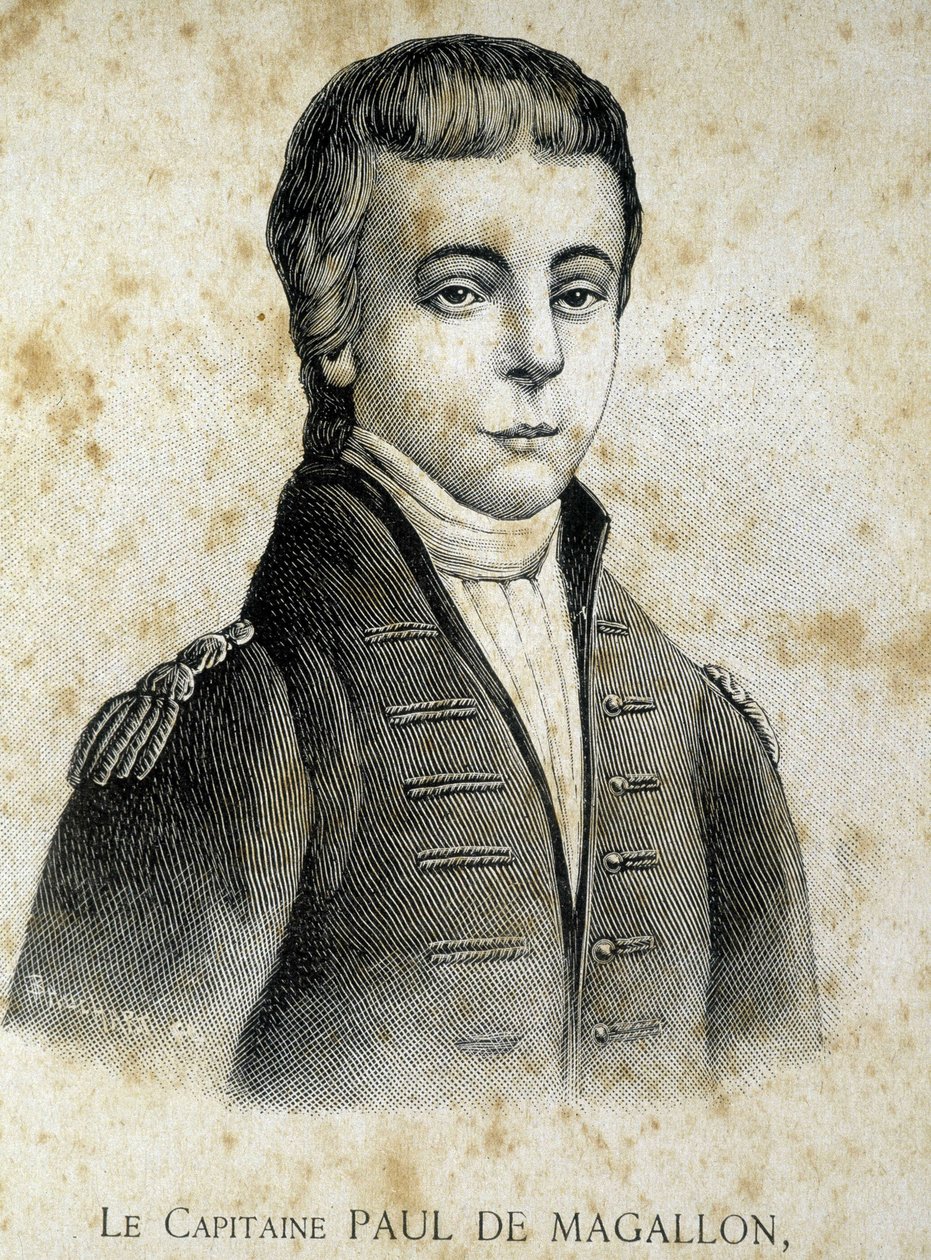 Retrato do Capitão Paul de Magallon (1784 - 1859) - em "Les Contemporains", n.d. final do século XIX. de Unknown artist