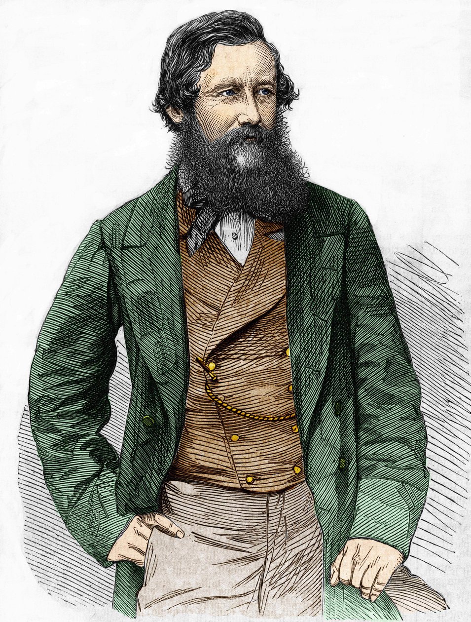 Retrato do Capitão Speke, explorador britânico (1827 - 1864). de Unknown artist