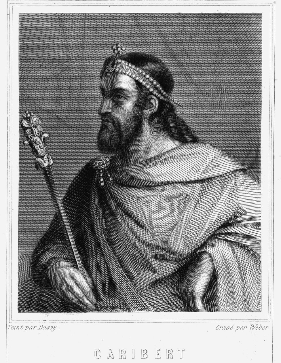 Retrato de Caribert (? -?) , Rei de Paris (561 - 567) - em "Histoire des Français" de Lavallée, gravura, sd. de Unknown artist