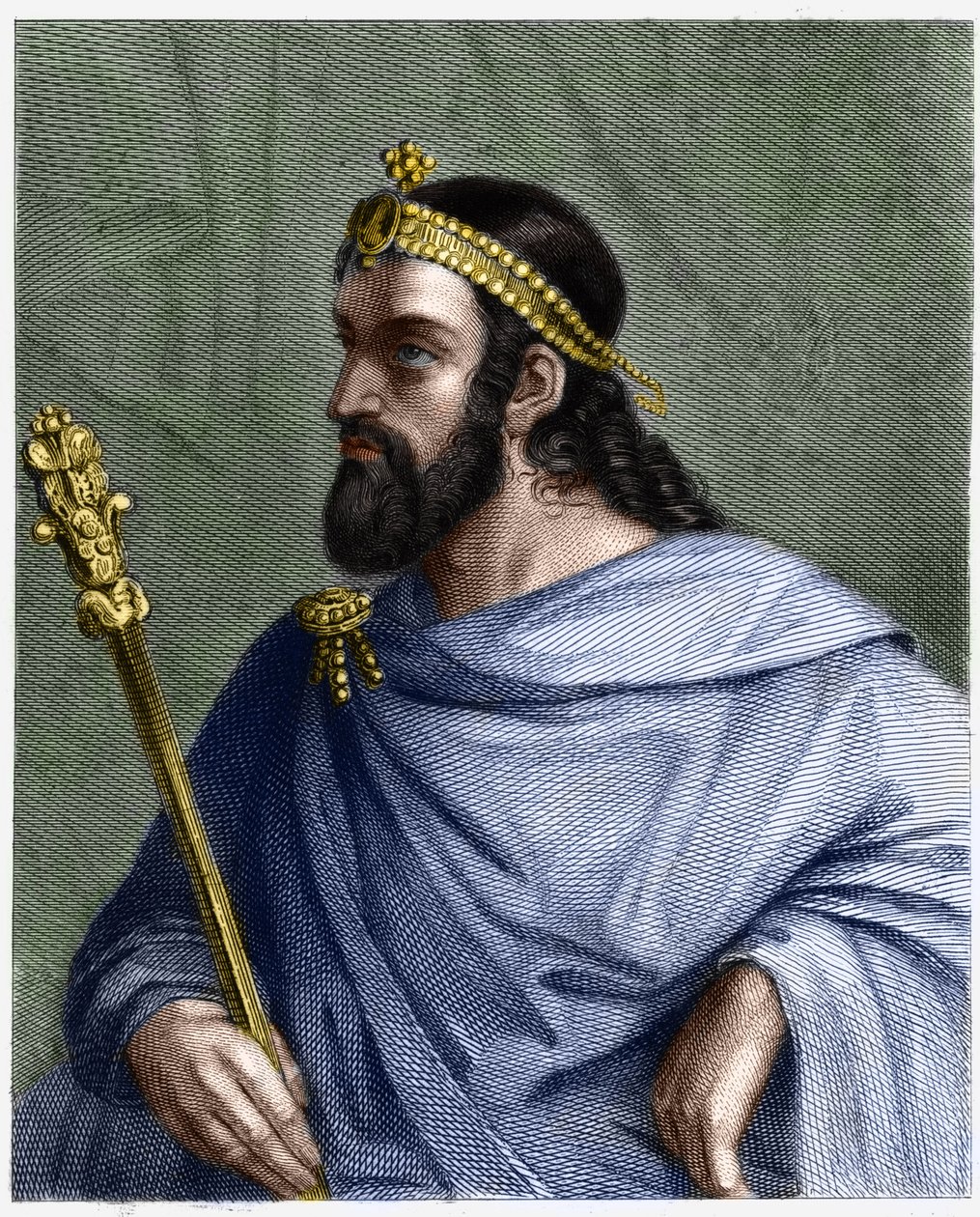 Retrato de Caribert (? -?) , Rei de Paris (561 - 567) - em "Histoire des Francais" de Lavallee, gravura, sd. de Unknown artist