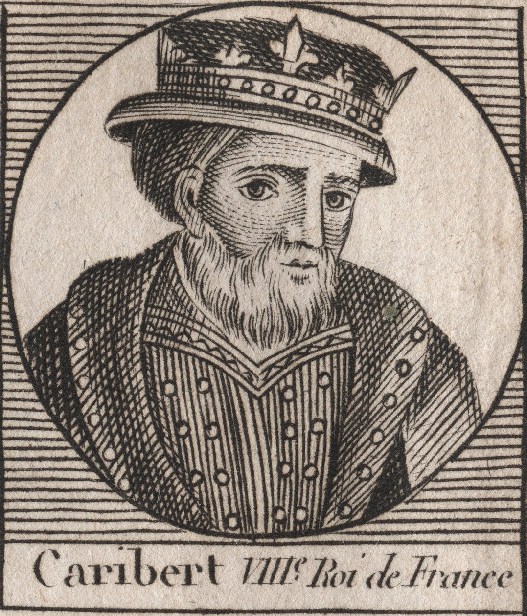 Retrato de Caribert, Rei dos Francos (561-567) - Caribert ou Charibert (d.567) Rei dos Francos - gravura de "Instruction sur l