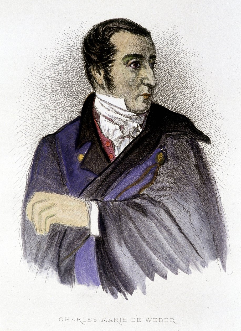 Retrato de Carl Maria von Weber, compositor alemão (1786-1826) - gravura de Unknown artist