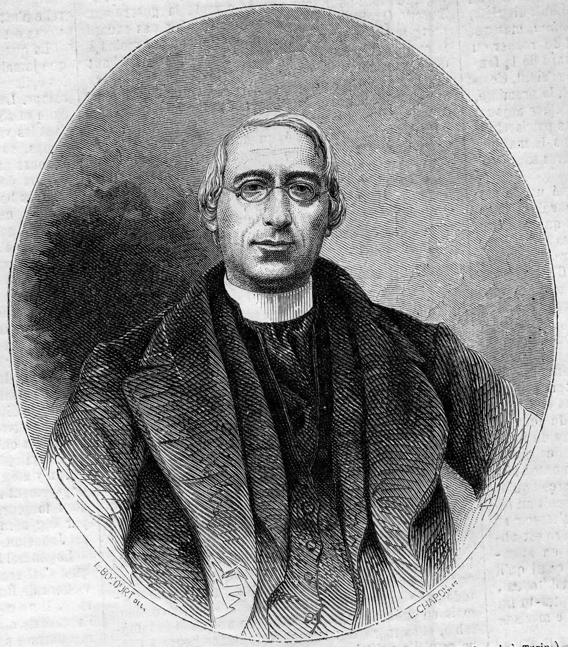 Retrato de Carlo Passaglia (1812-1887), homem da igreja italiana, partidário da unidade da Itália. Gravura em "Le Monde Illustré" n¡240 de 16 de Novembro de 1861. de Unknown artist