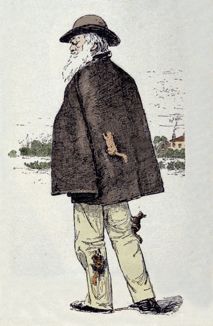 Retrato de Charles Darwin (1809-1882) brincando com esquilos. de Unknown artist