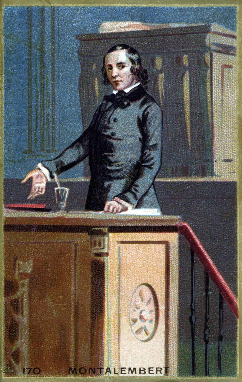 Retrato de Charles Forbes, Conde de Montalembert (1810 - 1870), jornalista e político francês. Cromolitografia do final do século XIX. de Unknown artist