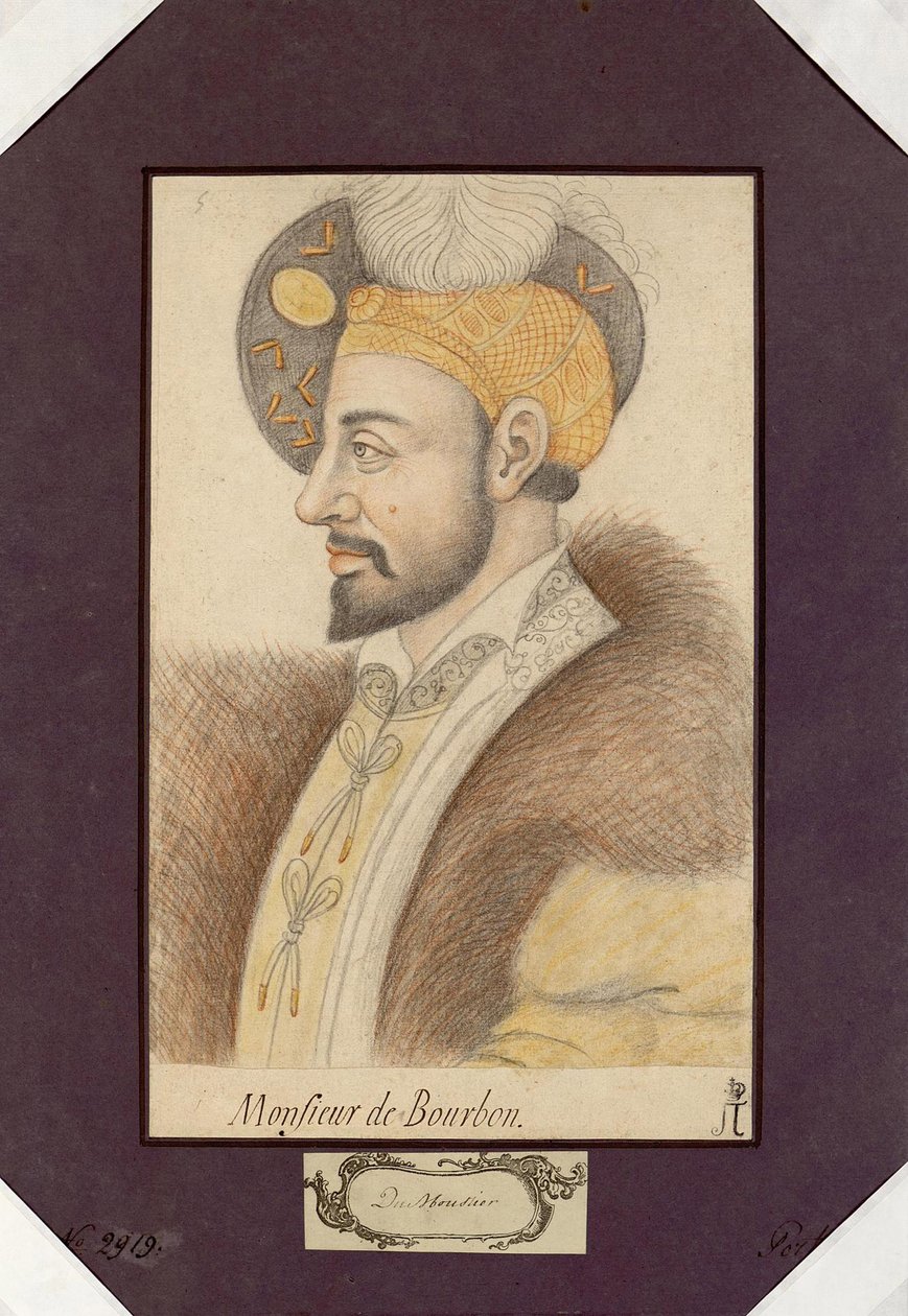 Retrato de Carlos III, Duque de Bourbon (1490-1527), o Constable de Bourbon, Anónimo. Giz preto e sangue sobre papel, tamanho : 30,6x19,2 de Unknown artist