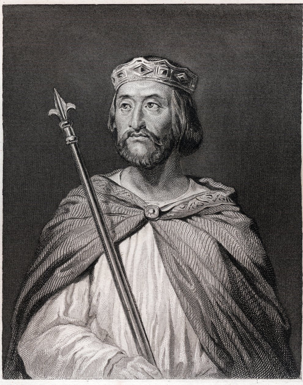 Retrato de Carlos III dit le Simple (879 - 929), Rei de França (898 - 929) - em "Histoire des Français" de Lavallée, gravura, sd. de Unknown artist