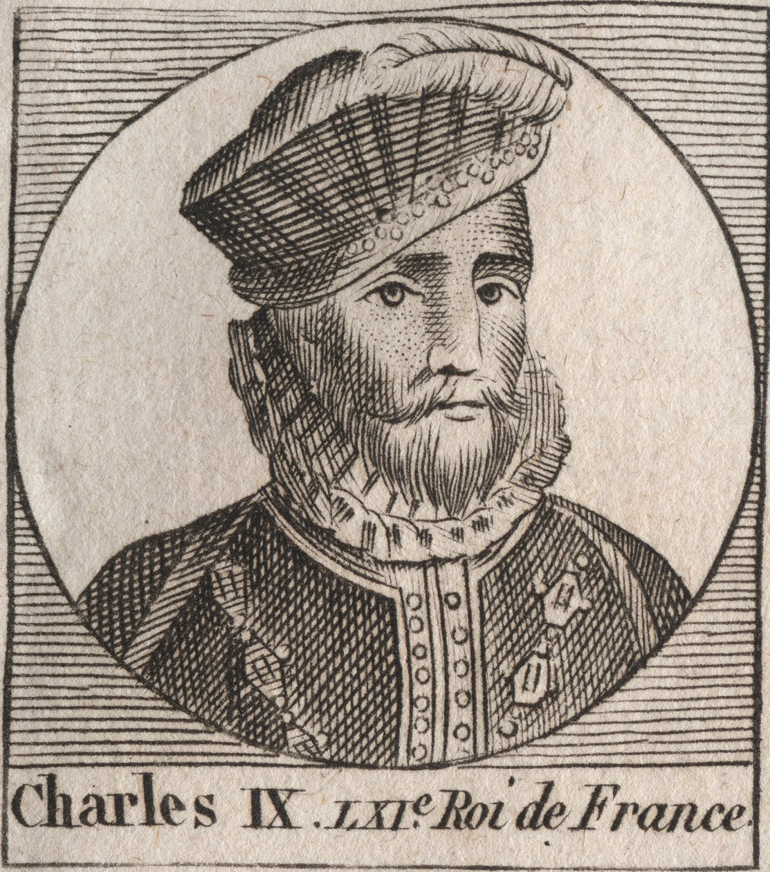 Retrato de Carlos IX (1550-1574), Rei de França - Carlos IX rei de França de 1560 a 1574 - gravura de "Instruction sur l