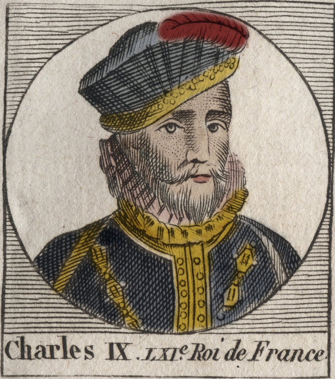 Retrato de Carlos IX (1550-1574), Rei de França - Carlos IX rei de França de 1560 a 1574 - gravura de "Instruction sur l