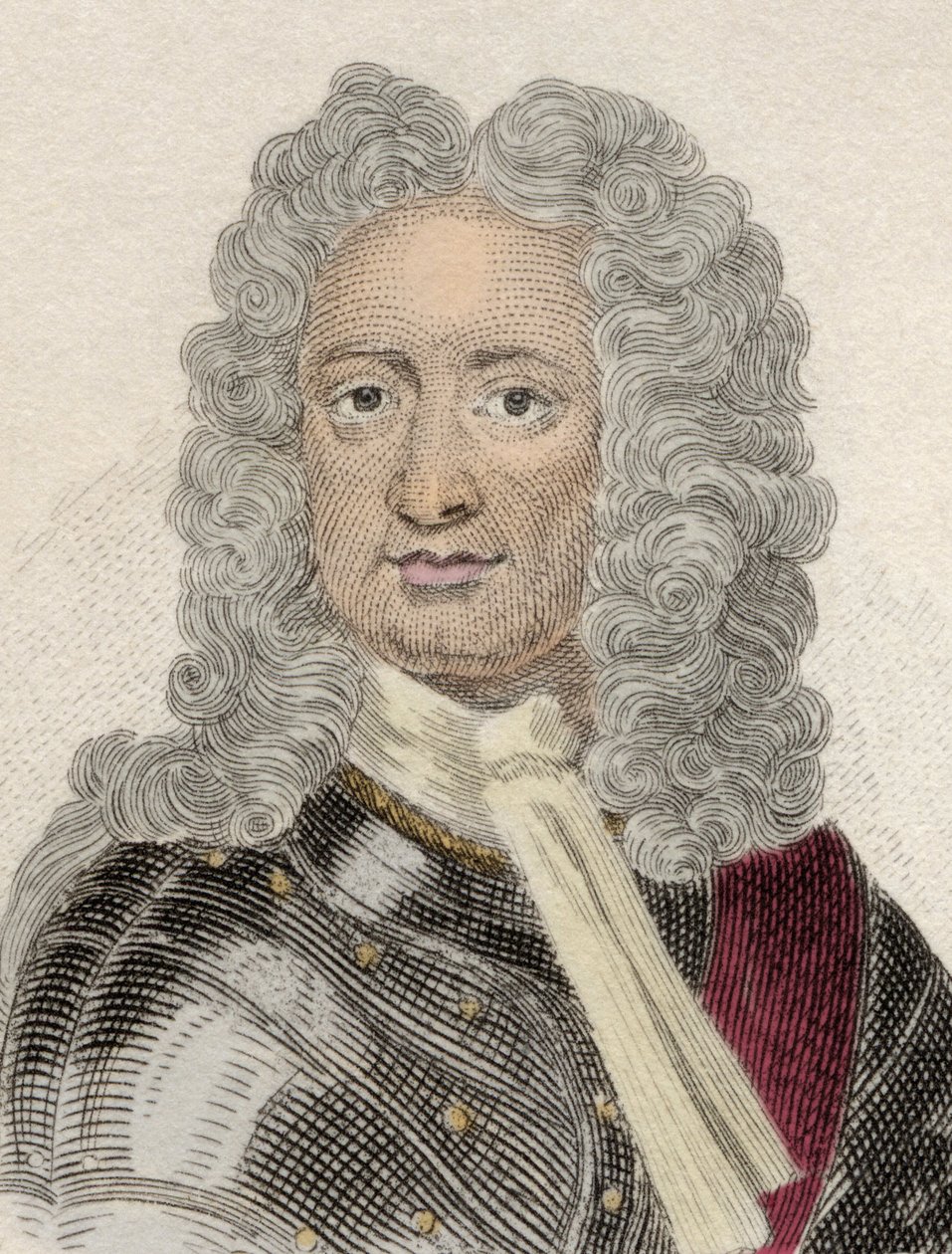 Retrato de Charles Mordaunt (ca. 1658-1735), 3º Conde de Peterborough e 1º Conde de Monmouth, diplomata e militar inglês. Gravura do século XIX. de Unknown artist
