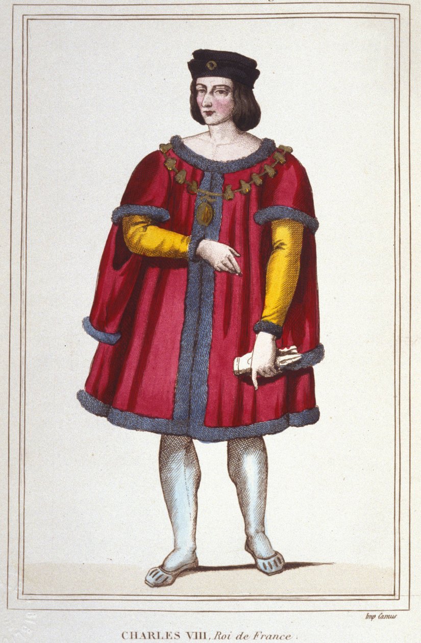 Retrato de Carlos VIII (1470 - 1498), gravura do Rei de França a partir de 1830 de Unknown artist