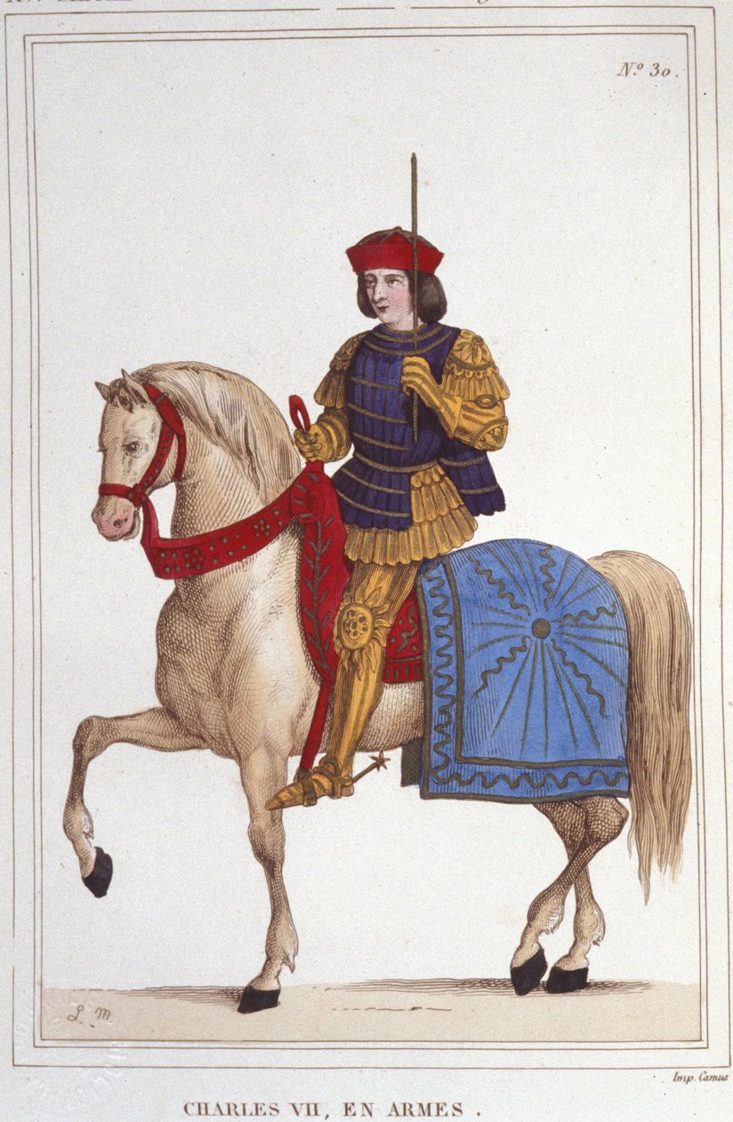 Retrato de Carlos VII (1403 - 1461), gravura do Rei de França de 1830 de Unknown artist