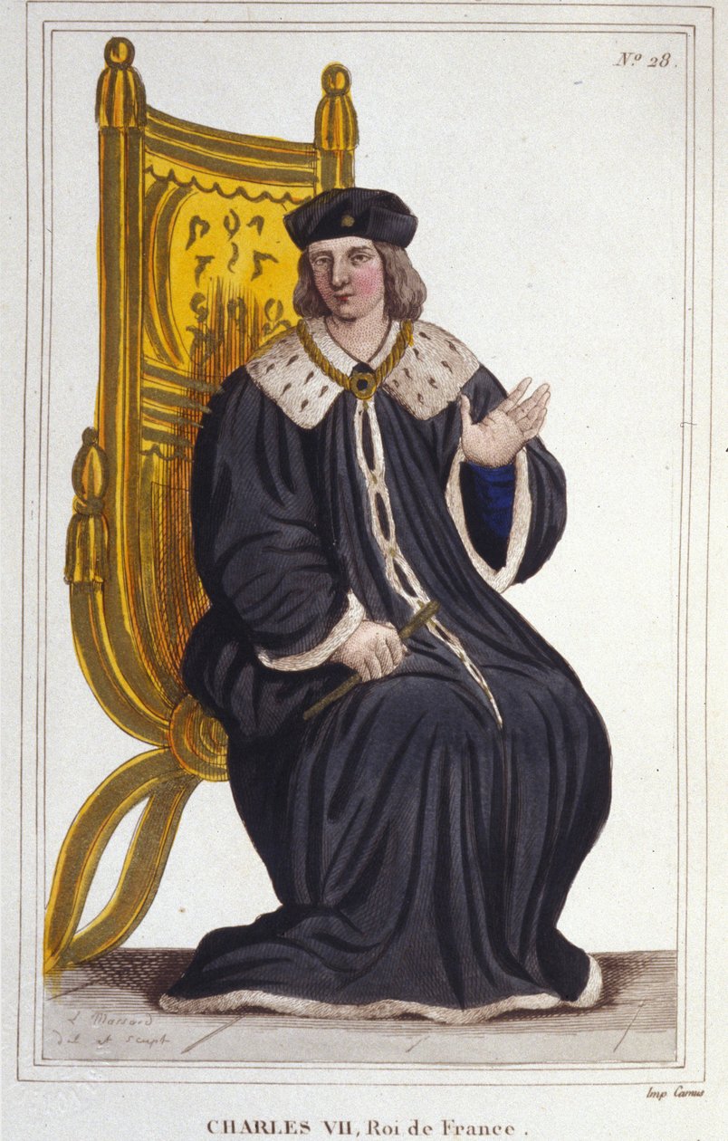 Retrato de Carlos VII (1403 - 1461), gravura do Rei de França de 1830 de Unknown artist