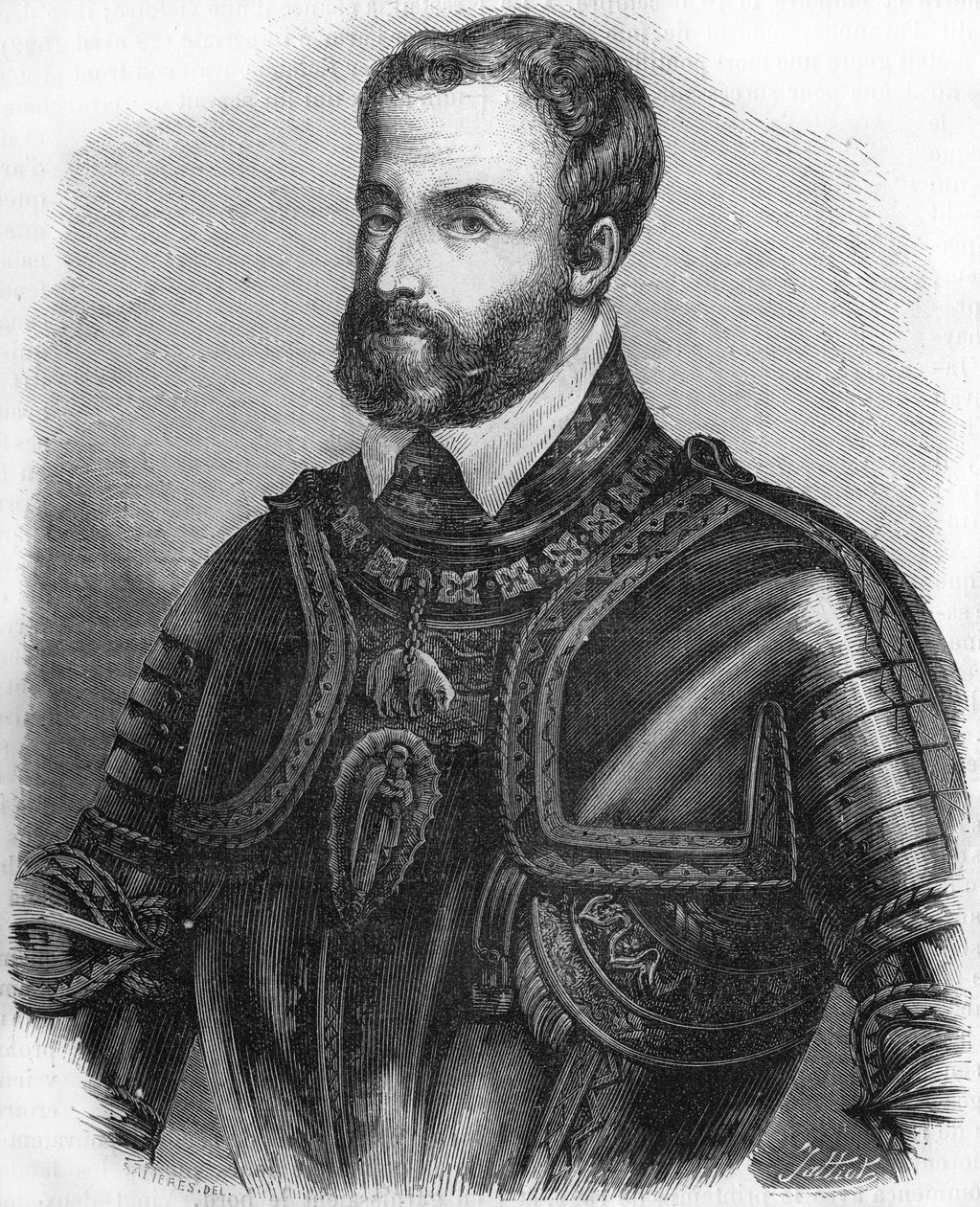 Retrato de Carlos V (1500-1558), Imperador do Sacro Império Germânico de 1519 a 1556. Gravura do século XIX. de Unknown artist