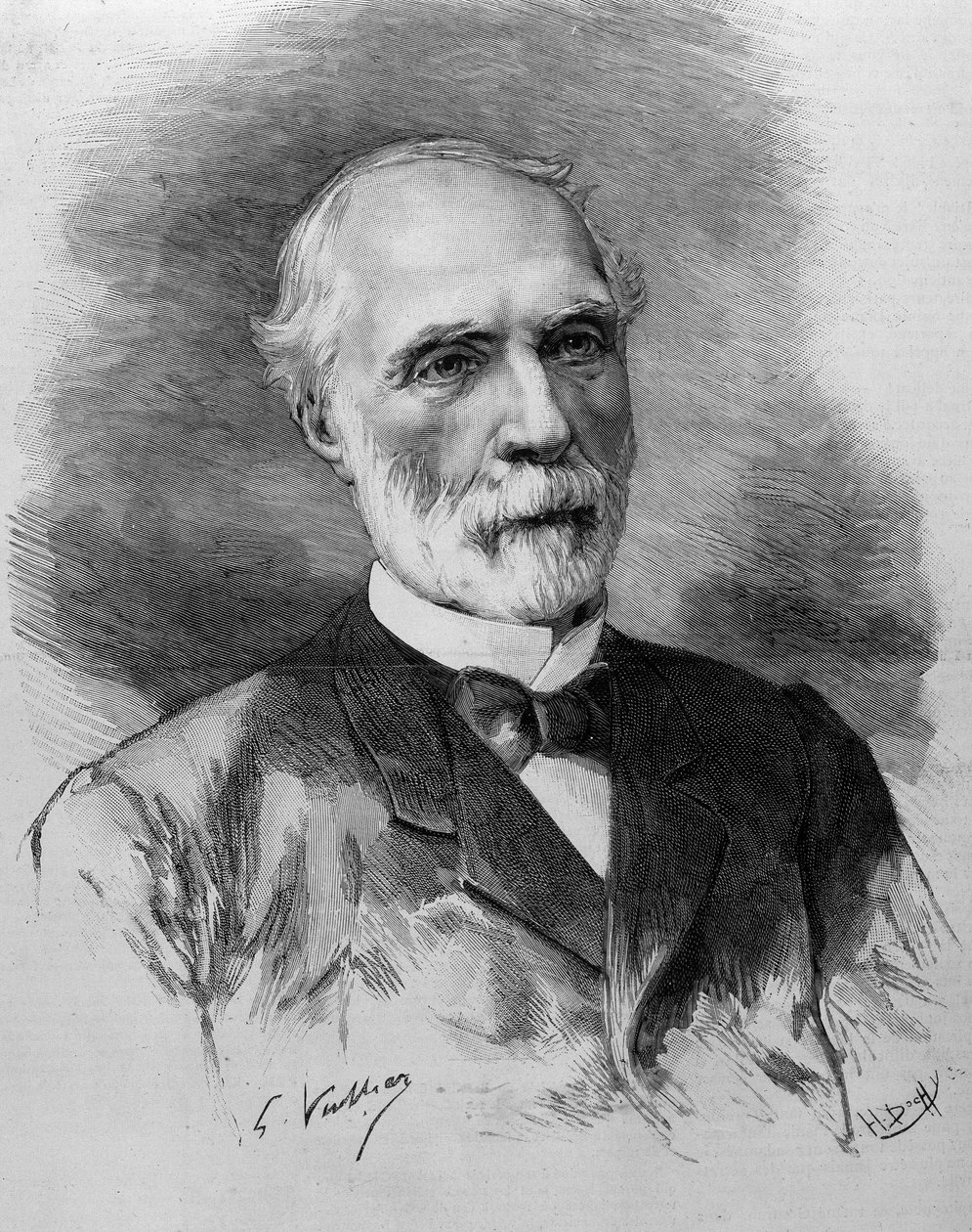 Retrato de Charles de Freycinet (1828 - 1923), Presidente do Conselho de Ministros. Gravura do século XIX. de Unknown artist