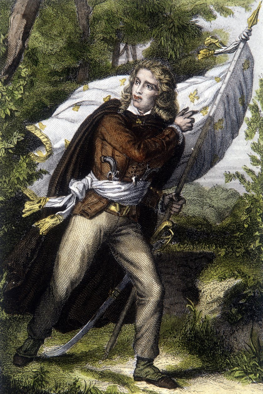 Retrato do Chef Chouan Jacques Cathelineau (1759-1793) Carregando o estandarte com flores de lírios de Unknown artist