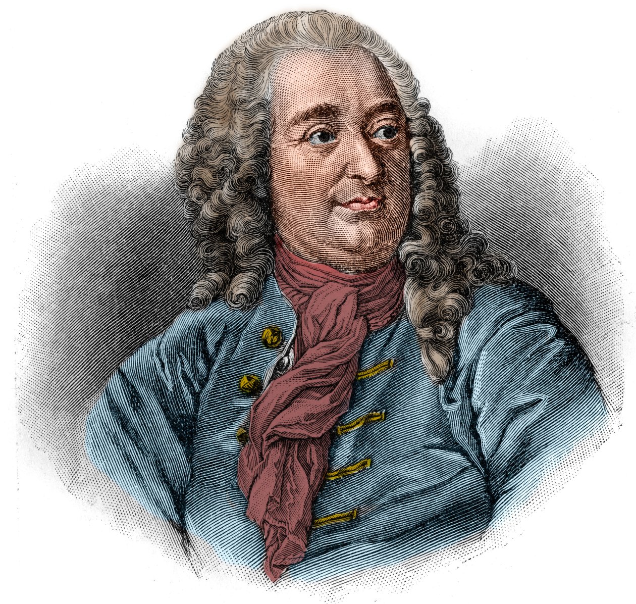 Retrato de Christian von Wolff ou Christian von Wolf jurista, matemático e filósofo alemão (1679- 1754). Gravura. de Unknown artist
