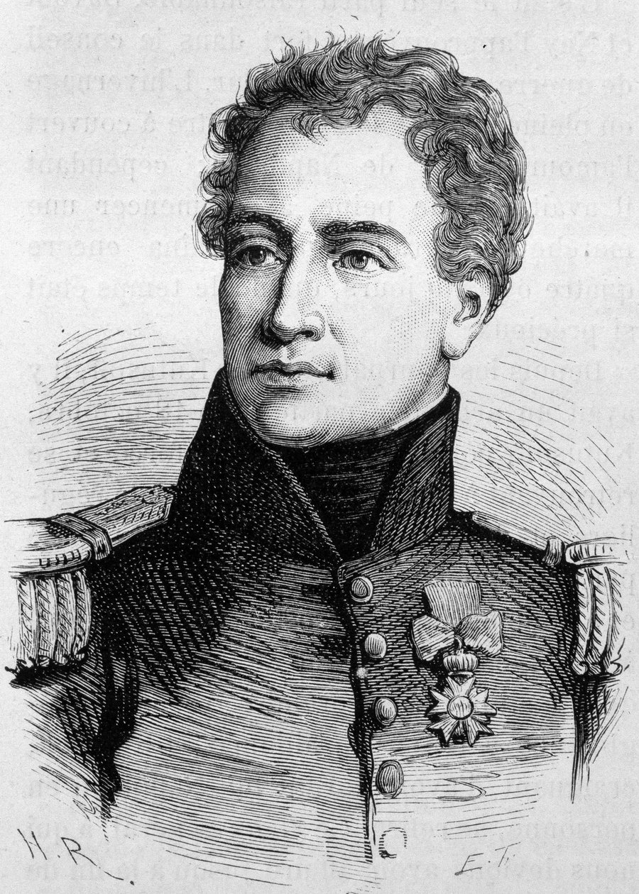 Retrato de Claude François de Malet (1754 - 1812). (Claude-Francois Malet) Gravura do final do século XIX em "Histoire de France" de H. Martin. de Unknown artist