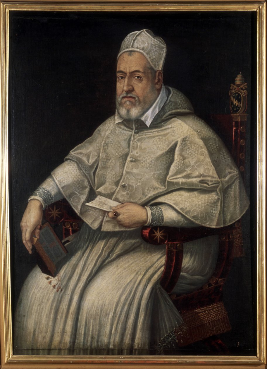 Retrato de Clément VIII (1536 - 1605). Pintura do século XVI ou XVII. Museo di Roma. Roma de Unknown artist