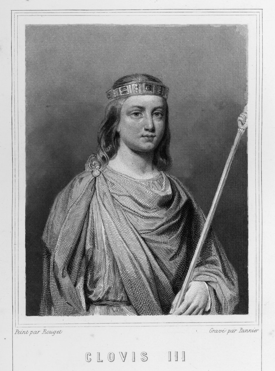 Retrato de Clovis III ( - 695), Rei da Austrásia - em “” História dos Franceses ”” de Lavallée, gravura, sd. de Unknown artist