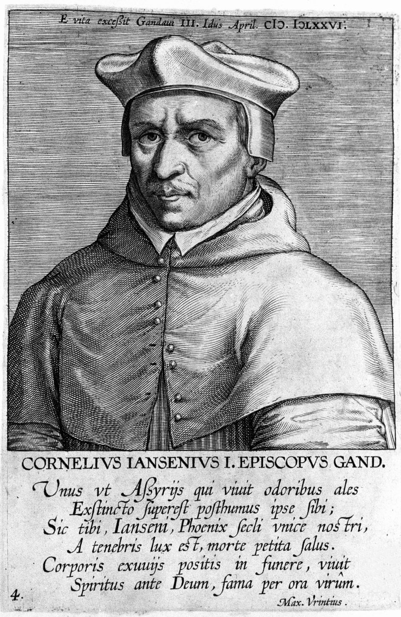 Retrato de Cornelius Jansen, dit Jansenius (1585-1638), fundador do Jansenismo. Gravura do século XVII. de Unknown artist