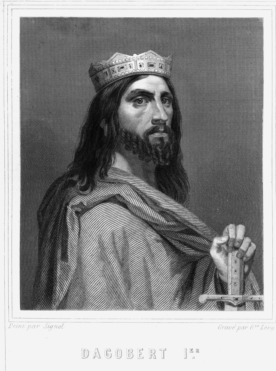 Retrato de Dagobert I (? -?) , Rei dos Francos - em "Histoire des Français" de Lavallée, gravura, sd. de Unknown artist