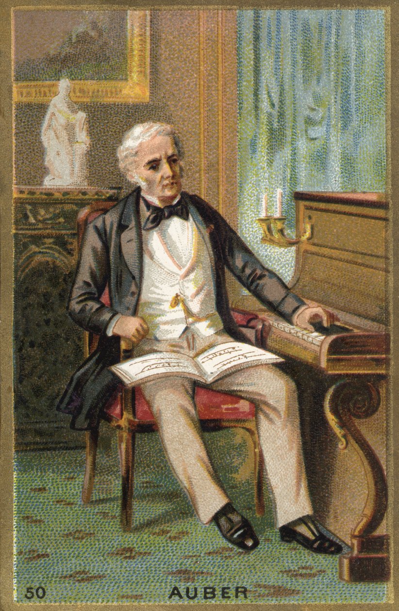 Retrato de Daniel François Esprit Auber (1782-1871), compositor francês. Cromolitografia do século XIX. de Unknown artist