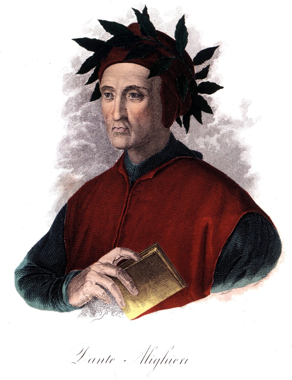 Retrato de Dante (1265-1321), poeta italiano, gravura do século XIX. de Unknown artist