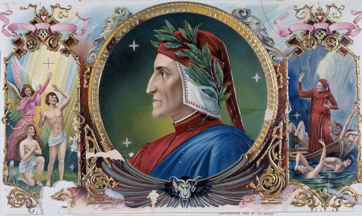 Retrato de Dante - Etiqueta da caixa de charutos, final do século XIX de Unknown artist