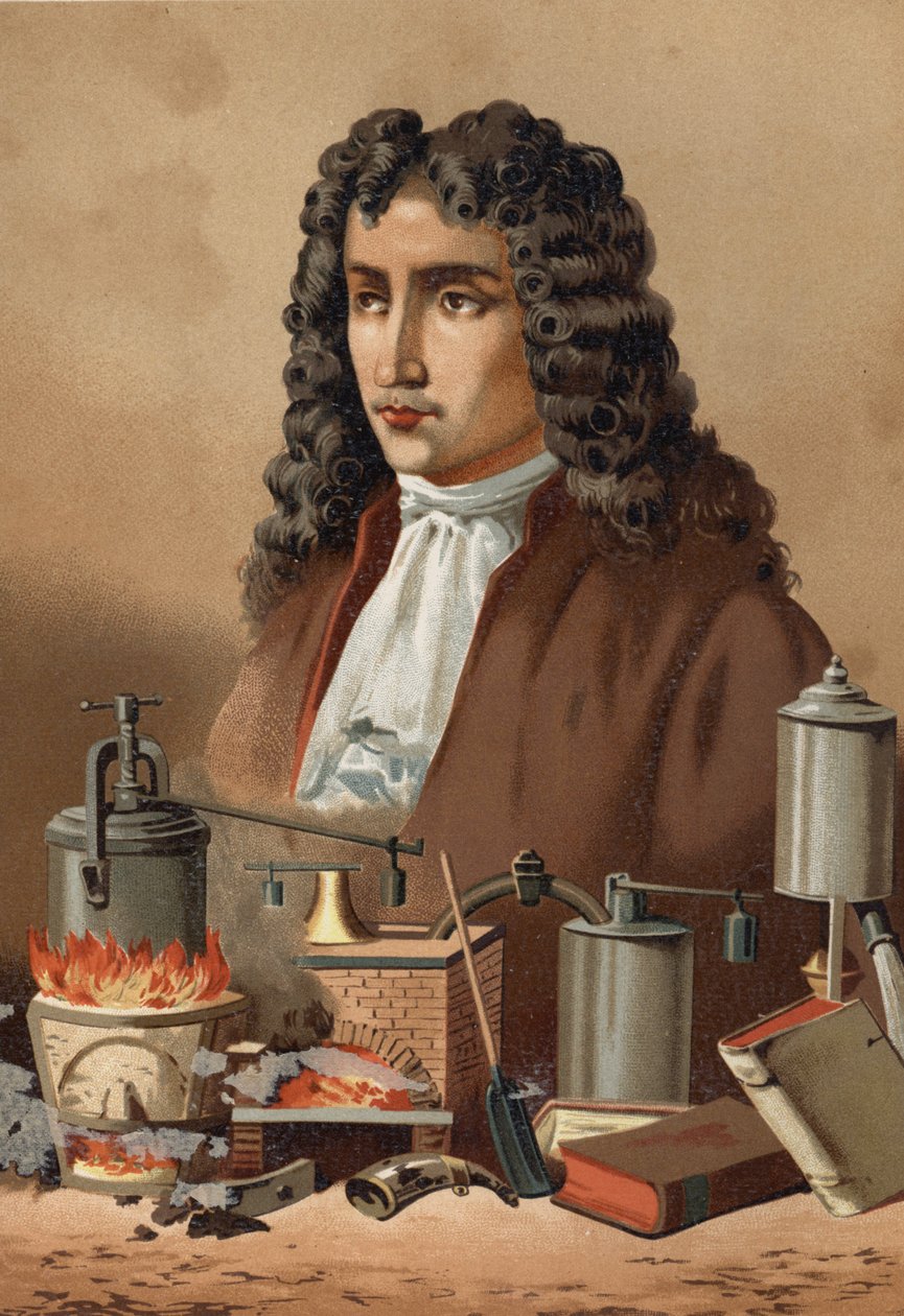 Retrato de Denis Papin (1647 - 1714) de "La Ciencia y sus Hombres" de Louis Figuier. Barcelona 1881 de Unknown artist