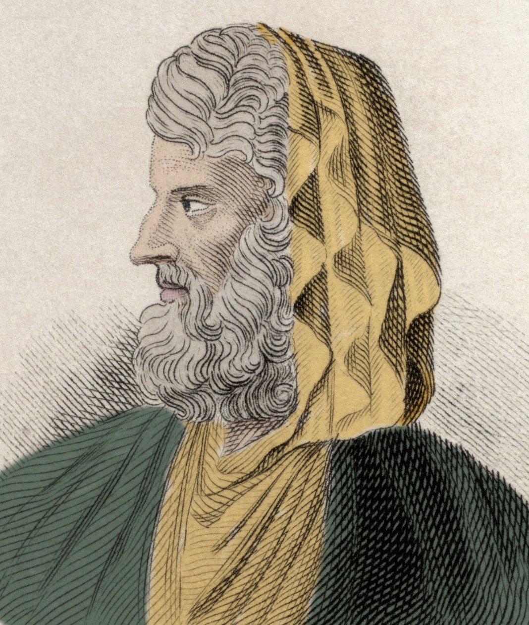 Retrato de Denys the Transfuge (Dionysios ou Dionísio de Heraclee) (ca. 330 AC - ca. 250 AC), um filósofo estoico grego. Gravura do século XIX. de Unknown artist