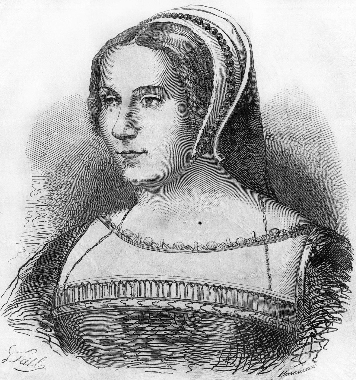 Retrato de Diane de Poitiers (1499-1566), preferida de Henrique II, gravura do século XIX. de Unknown artist
