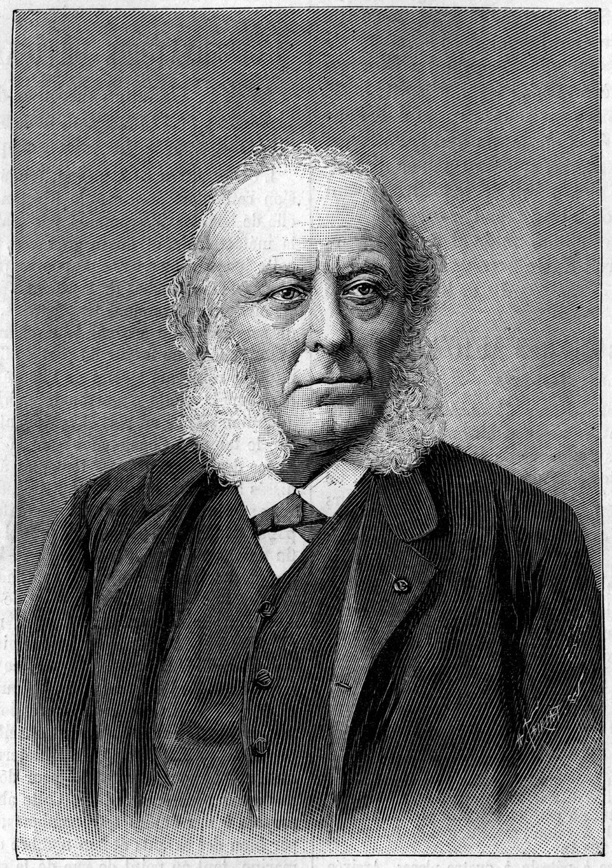 Retrato do Dr. Aristide Verneuil (1823-1895), cirurgião francês, membro da Academia de Ciências e da Academia de Medicina. Gravura em "La Nature: Revue des sciences et de leurs applications aux arts et a l