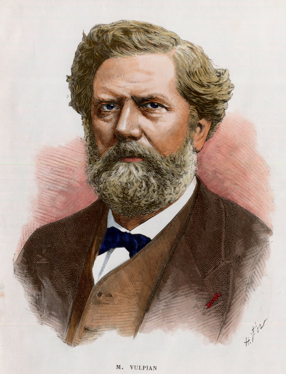Retrato de Edme Felix Alfred Vulpian (1826-1887), médico e fisiologista francês. Gravura do século XIX. Coleção particular. de Unknown artist