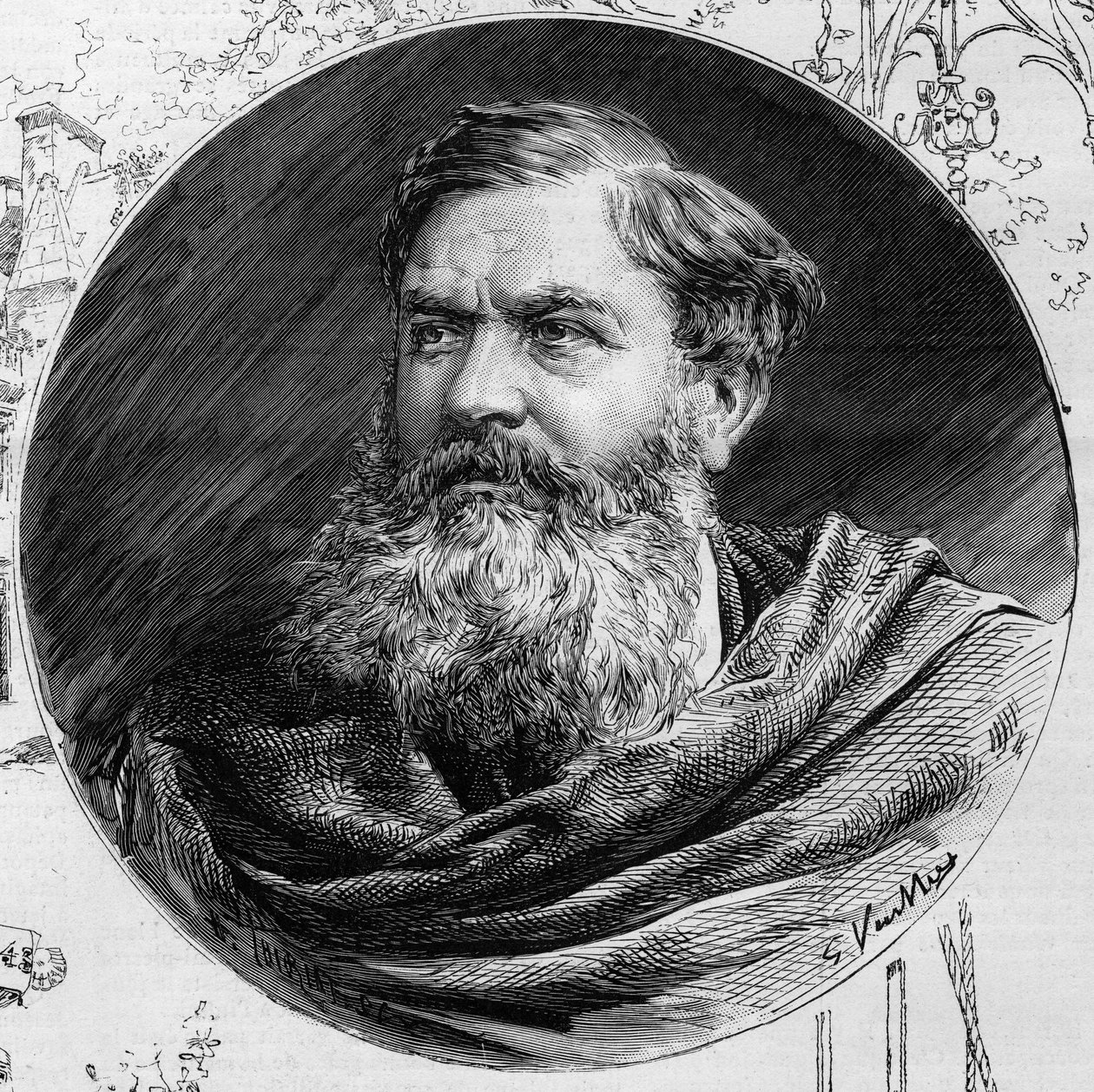 Retrato de Edmond du Sommerard (1817-1885), diretor do Musee de Cluny, In "The Illustrous World" 1885. de Unknown artist